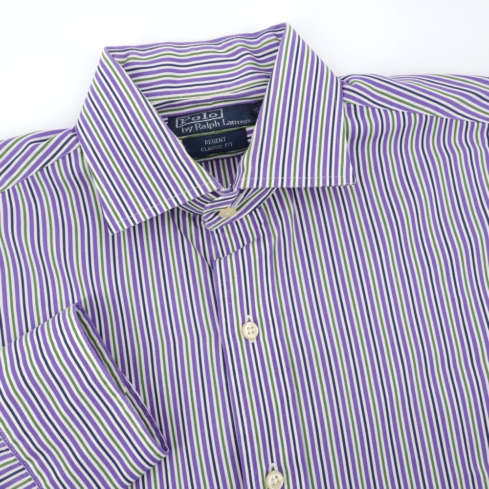 Polo Ralph Lauren Regent Classic Fit Dress Shirt Purple Long‎ Sleeve Mens 16 L
